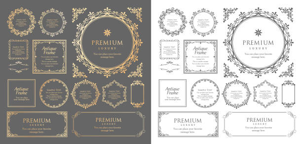 A set of frame designs inspired by Christmas. Luxury design parts A set of frame designs inspired by Christmas. Luxury design parts caenorhabditis elegans stock illustrations
