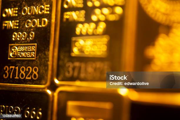 Solid Pure 9999 Gold Bullion Ingot Bars Photo Stock Photo - Download Image Now - Ingot, Luxury, Gold - Metal