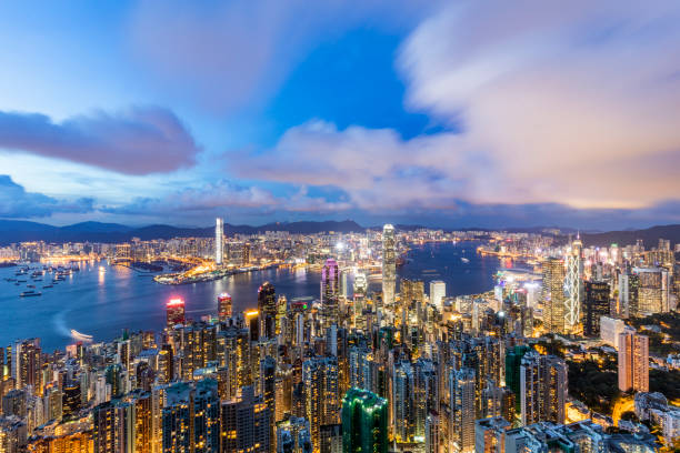 istock Hong Kong skyline at night 1348849964