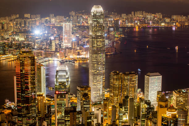 istock Hong Kong skyline at night 1348850125