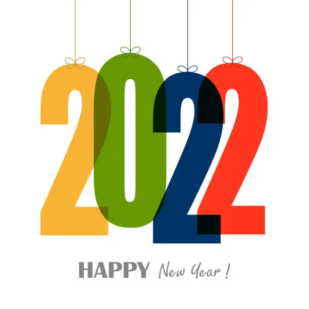 Vector illustration of hanging numbers new year 2022