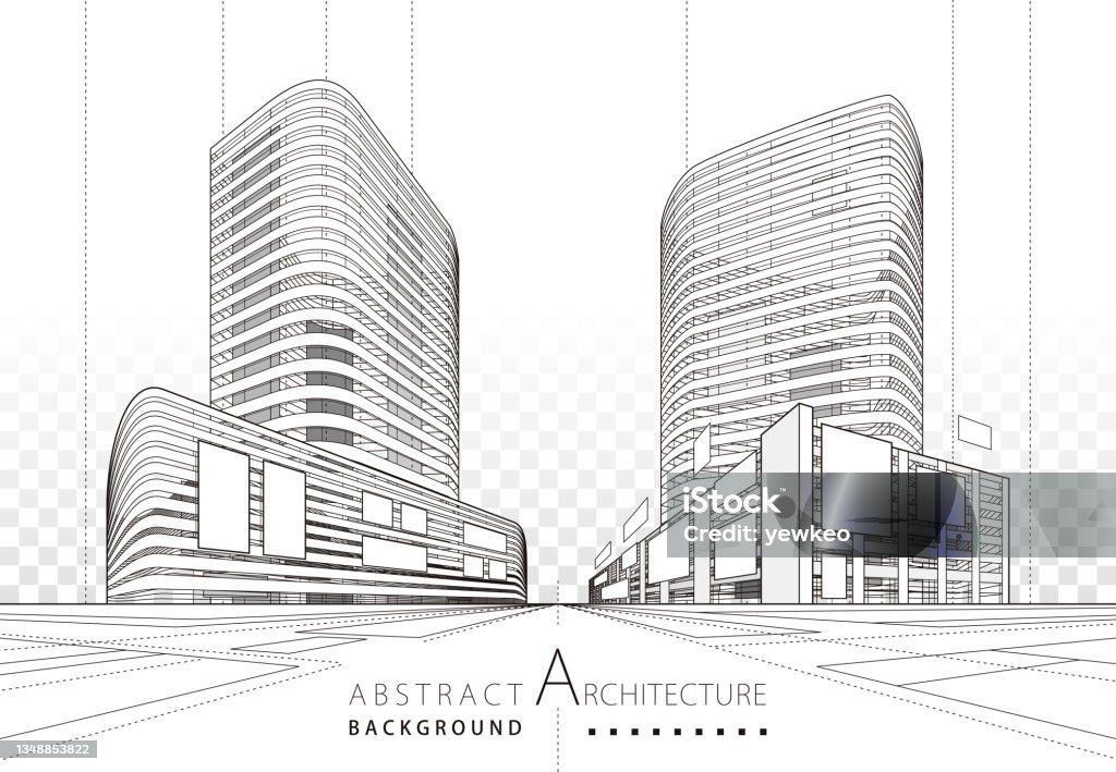 Building Line Drawing Abstract Architecture Building Construction Perspective Design Abstract Modern ...