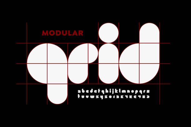 ilustraciones, imágenes clip art, dibujos animados e iconos de stock de fuente de cuadrícula modular - modular