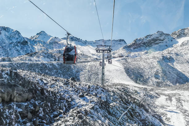 istock The red cable car runs through the snowy winter landscape of the White Valley 1348856442