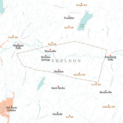 Sheldon Vt Vt Franklin Sheldon Vector Road Map Stock Illustration - Download Image ...