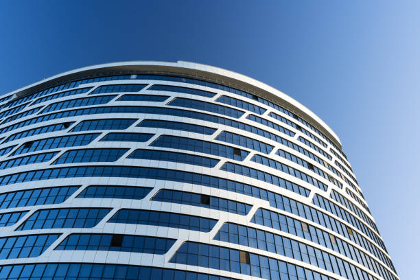 istock part of a semicircular building with beautiful windows. modern architecture. graphic drawing from the windows of the building 1348866088