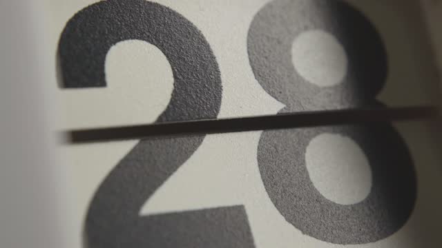 Close-up shot of numbers of date on flip calendar clock