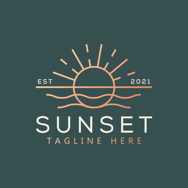 ilustraciones, imágenes clip art, dibujos animados e iconos de stock de logotipo abstracto de luxury beauty sunset and wave - lugar turístico