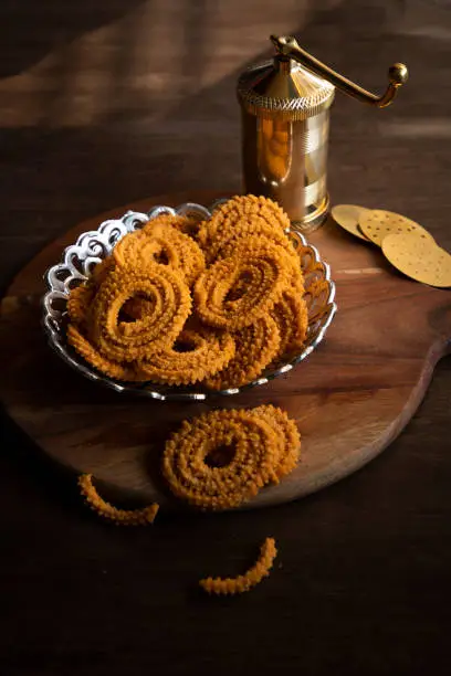 crunchy and sweet snacks prepared during Diwali festival in Maharashtra, India