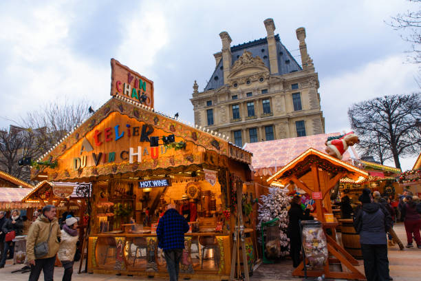 2018 Christmas market in Tuileries Gardens, Paris, France stock photo