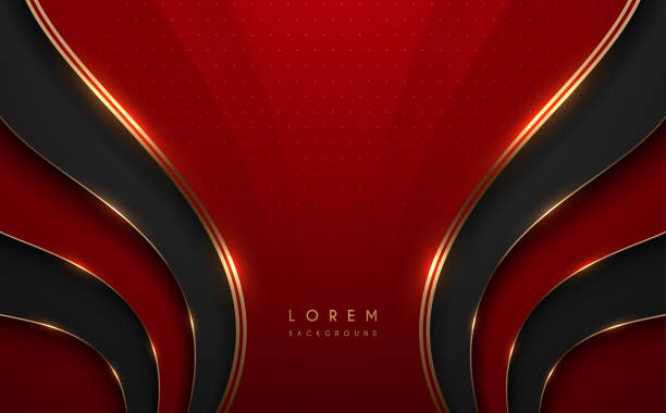 istock Abstract red and black shapes background with golden lines 1348874572
