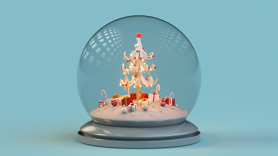 Christmas snow globe. 3D render