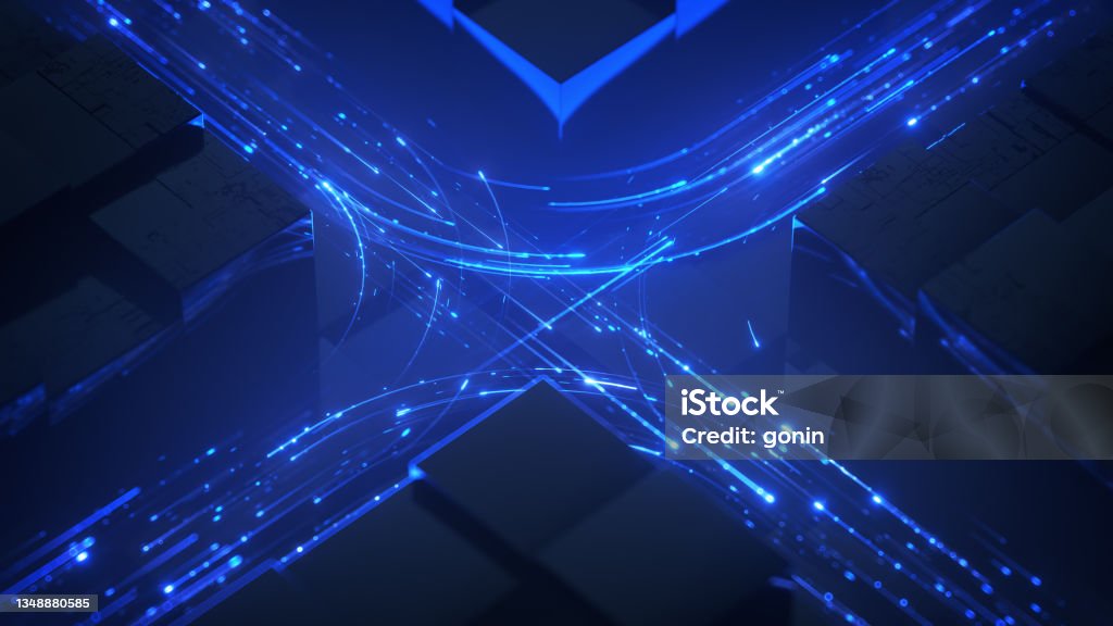 Blue Data Flow Image Digital Data Blue Flow 3d Rendering Stock Photo - Download Image Now ...