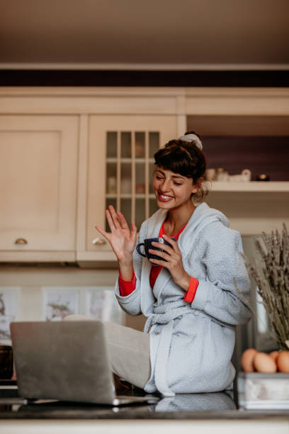 istock Morning video call from home 1348884217