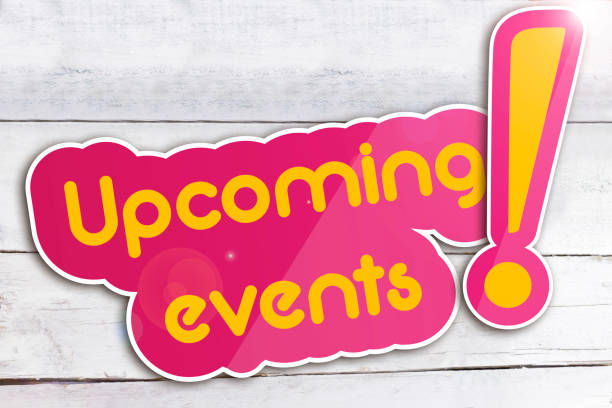 istock Upcoming events on wooden background 1348885002