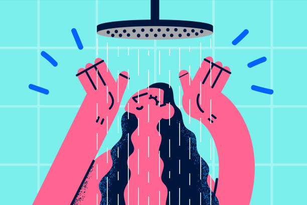 ilustraciones, imágenes clip art, dibujos animados e iconos de stock de procedimientos de belleza para el hogar y concepto de relax - bathtub women naked human face