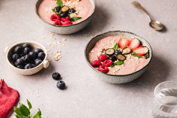 istock Freshly made healthy smoothie bowl in the kitchen 1348886317