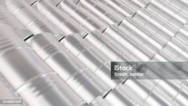 Metallic Cans Abstract Background Stock Photo - Download Image Now - Can, Recycling, Steel