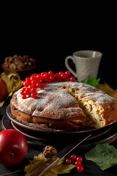 istock Freshly baked homemade apple tart on a platter 1348891074