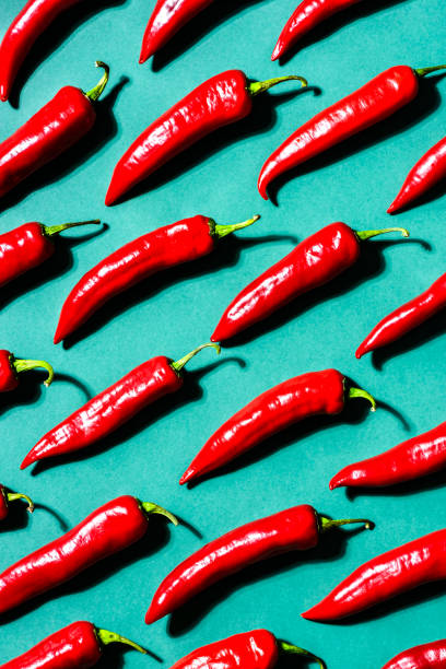 Red Hot Chili or Chilli Background. Graphic Pattern Bold Food Background stock photo