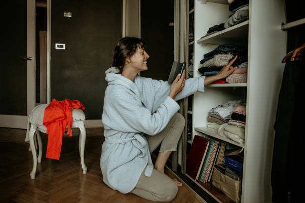 istock Choosing what to wear from a wardrobe 1348901559