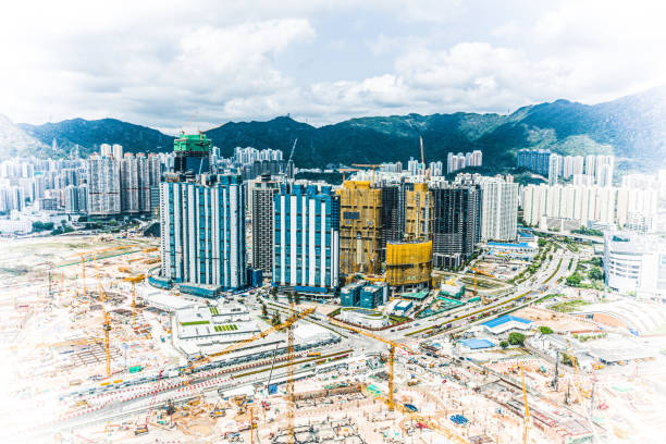 istock Drone view of Concrete Construction site 1348903751