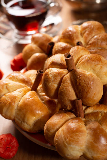 istock Fresh delicious homemade pumpkin buns on the table 1348904933