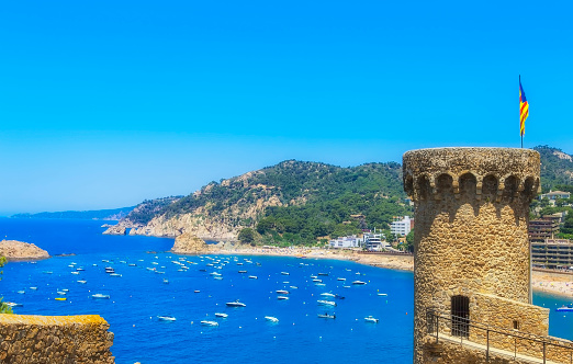 Fortaleza y bahía de Tossa de Mar, Catalunia,Costa Brava,España photo