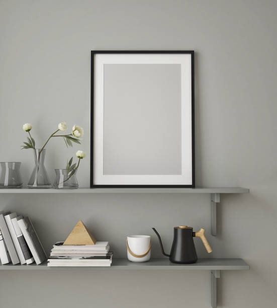 istock mock up poster frame in modern interior background, living room, Scandinavian style, 3D render, 3D illustration 1348919513