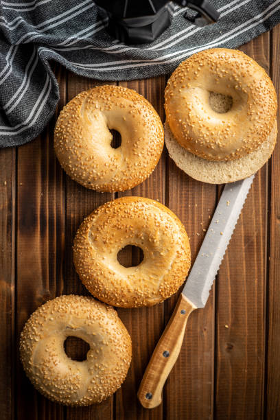 istock Baked bagel with sesame seeds. 1348925673