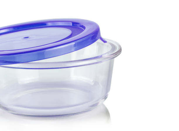 istock The glass food container with blue plastic lid isolated on white background 1348926253