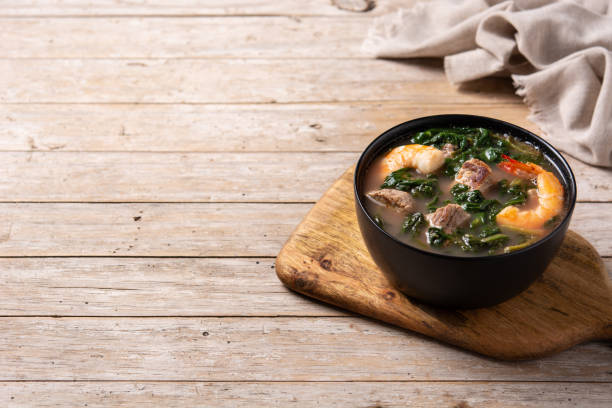 istock Beef, okra stew and spinach soup in bowl 1348929545