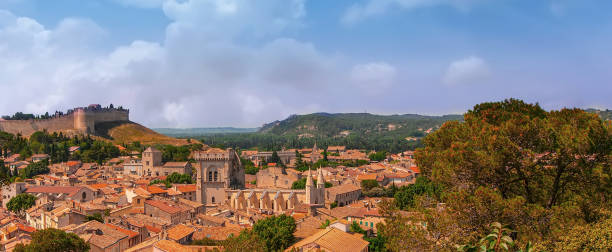 Wide panoramic view of old town in Avignon, France The Wide panoramic view of old town in Avignon, France avignon france stock pictures, royalty-free photos & images