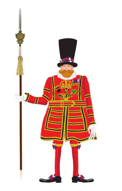 ilustrações, clipart, desenhos animados e ícones de beefeater - london england honor guard british culture nobility