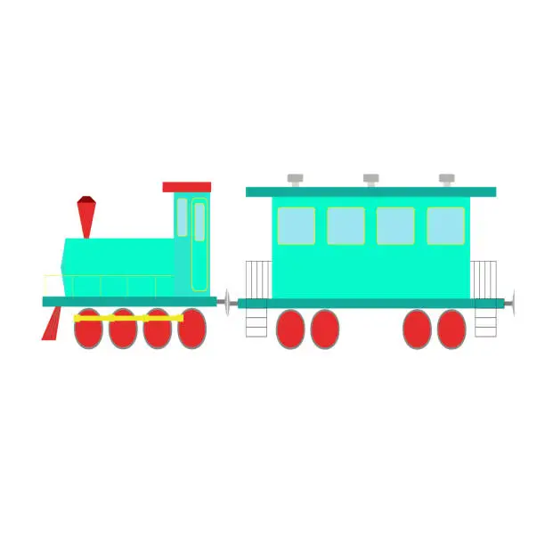 Vector illustration of A train colored