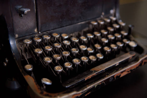 istock Antique Typewriter. Vintage Typewriter Machine Closeup Photo. 1348931883