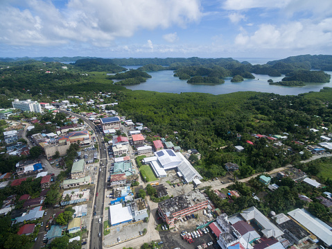 Koror Island in Palau. Archipelago, part of Micronesia Region. View from above