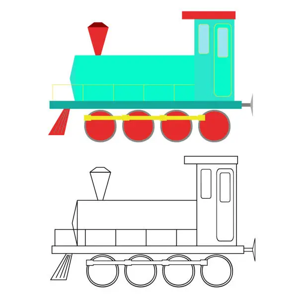 Vector illustration of Two locomotives