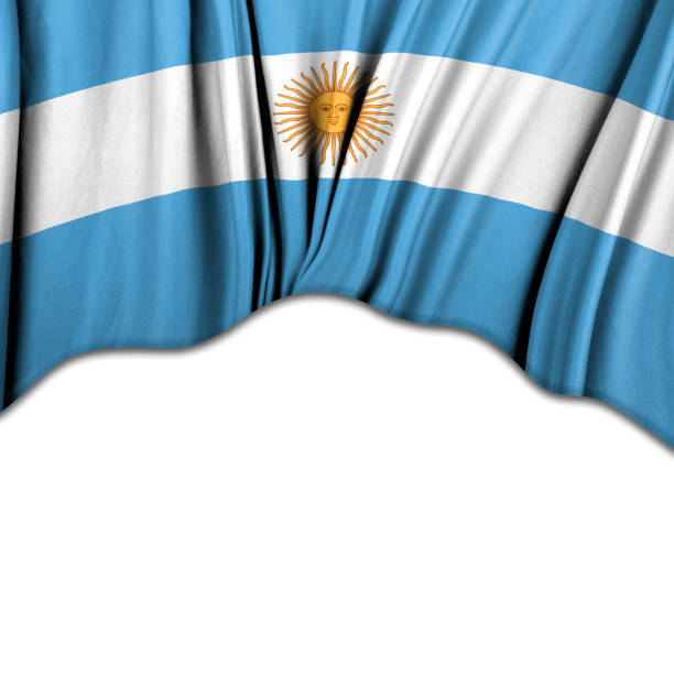 Argentina flag. Textured silk cloth with copy space for text or logo 3D illustration