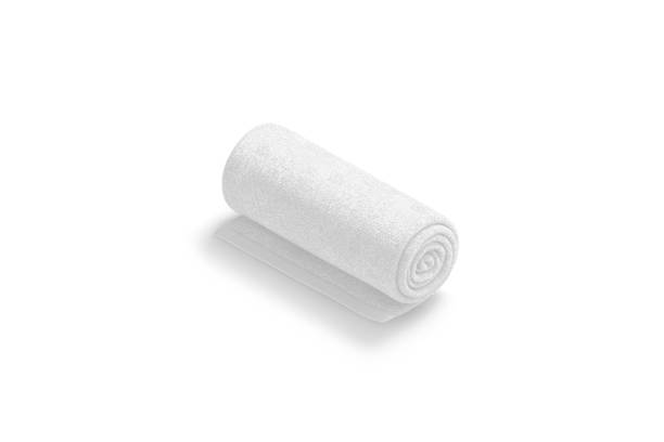 istock Blaank white twisted big towel mock up, side view 1348933896