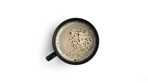 istock Espresso in a black cup isolated on a white background 1348936263