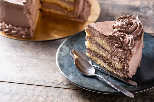 istock Piece of chocolate truffle cake 1348937729