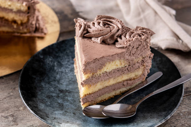 istock Piece of chocolate truffle cake 1348937756