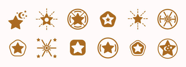 ilustraciones, imágenes clip art, dibujos animados e iconos de stock de icono de estrellas doradas. estrella vectorial para el logotipo - winning streak flash