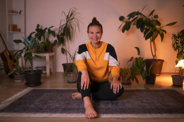 istock Satisfied woman after good exercise 1348938676