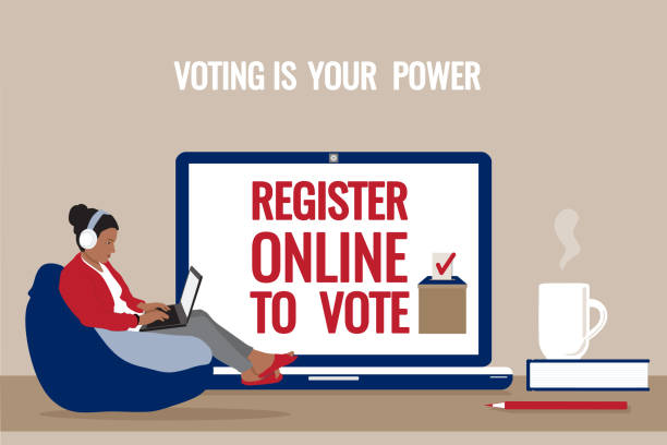 Register online to vote _ banner vector art illustration
