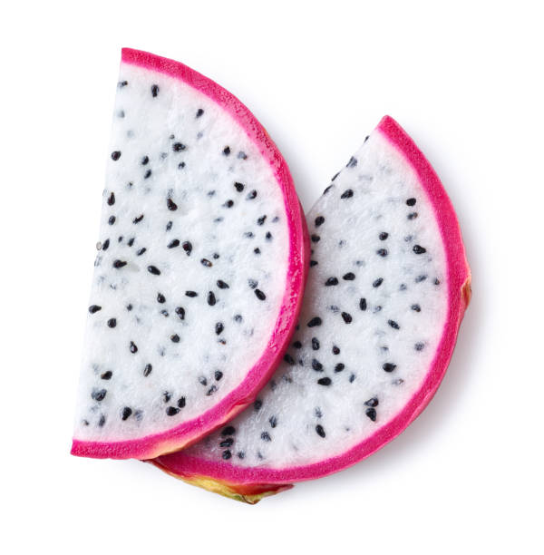 istock Two slices of fresh dragon fruit or pitahaya (pitaya) 1348940414