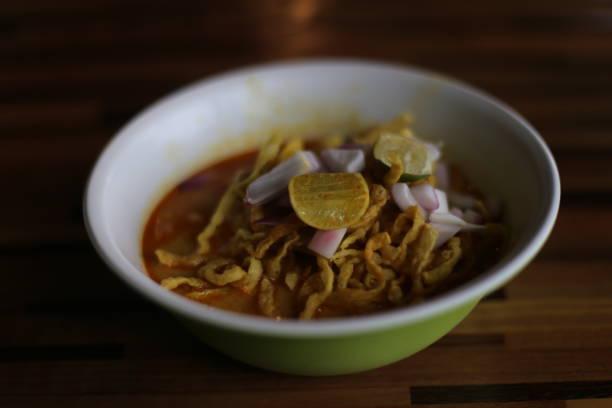 istock Khao Soi, Chicken noodle with curry in thai style. 1348941891