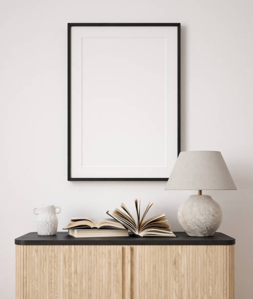 istock Mockup frame close up in living room interior background 1348943767