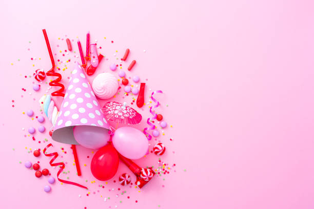 istock Pink party or birthday background. Copy space 1348943945